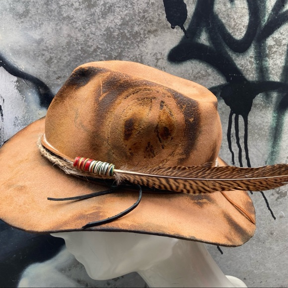 SOLD Funky Distressed Festival Hat - Picture 6 of 13